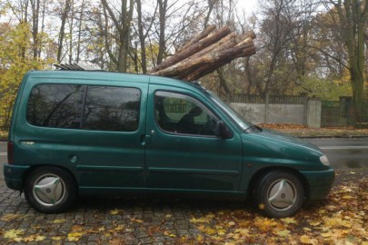 Citroën Berlingo przewoził spory transport bali drewna