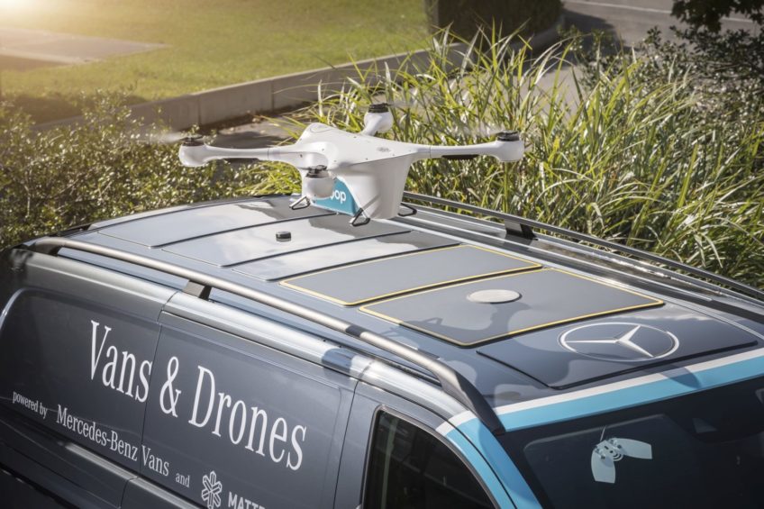Kurierski Mercedes Vito z dronem na dachu – testy już trwają