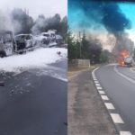 Iveco Daily w ogniu – spłonęły przewożone autolawetą samochody