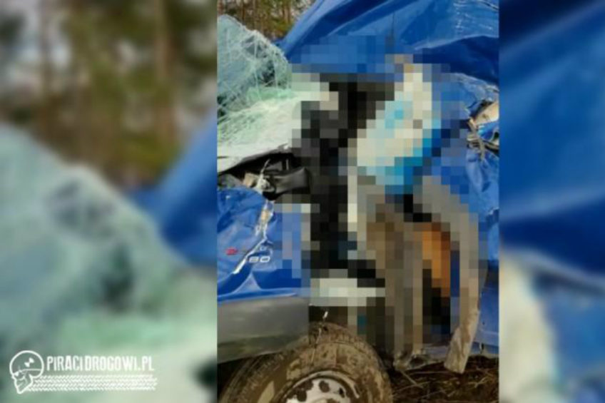 Na DW 163 Fiat Ducato wypadł z drogi – kierowca zmarł