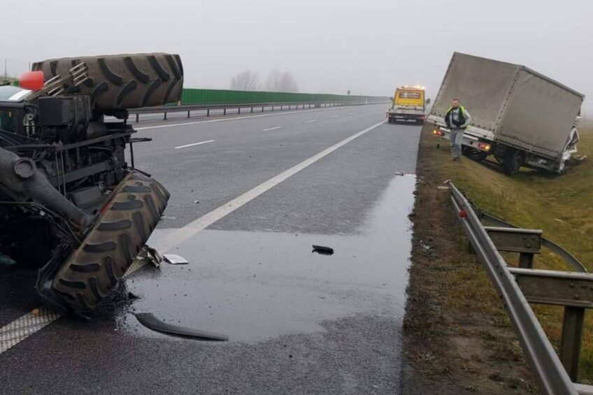 Traktor z przyczepą na S3 pod Gorzowem. Doszło do zderzenia z busem