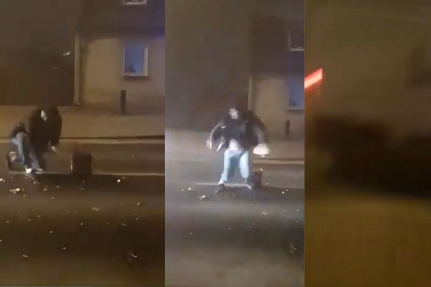 Odpalał fajerwerki na środku ulicy – potrącił go Citroen Jumper (FILM)