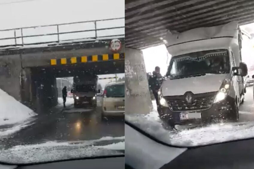 Renault Master z kurnikiem kontra wiadukt mistrzów na Glince