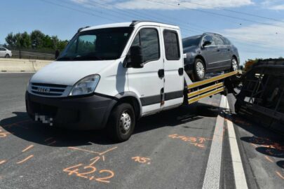 Wystrzał opony w Iveco Daily – zestaw był przeładowany