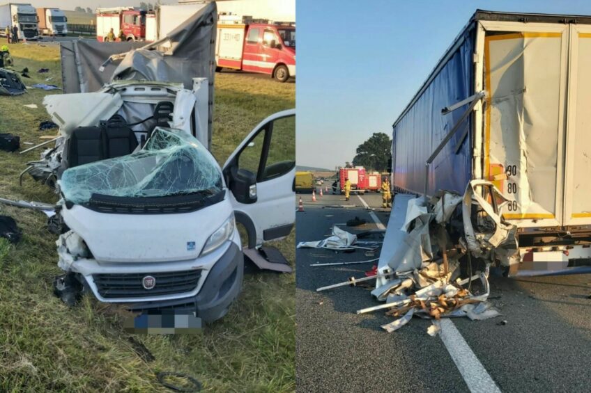 Zasnął za kierownicą Ducato i wjechał w tył naczepy