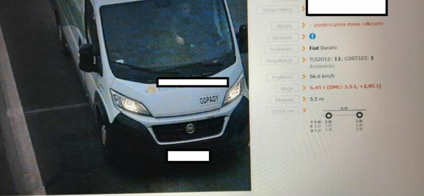 Przeciążony Fiat Ducato wpadł na wagach preselekcyjnych - ważył 6450 kg