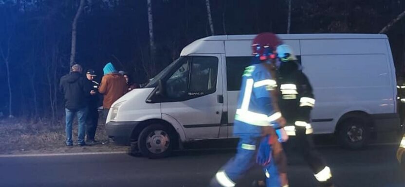 Pod Łukowem jeleń wybiegł przed Forda Transita - 2 osoby zostały ranne