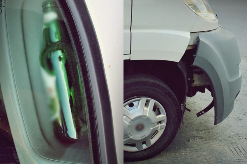 Pijany kierowca Ducato – w kabinie butelki po piwie i wódce