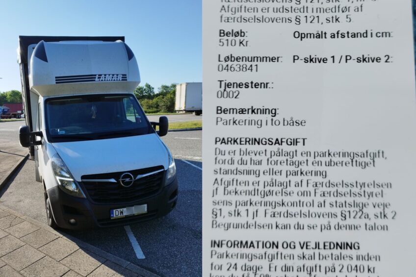 Mandat od duńskiego Færdselsstyrelsen za źle zaparkowanego busa
