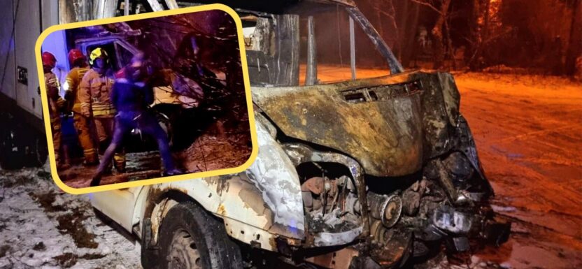 Pijany wjechał Transitem w drzewo. Powinien spłonąć ze wstydu