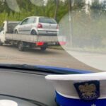 Przeładowana na pusto autolaweta i Polo na pace Ducato