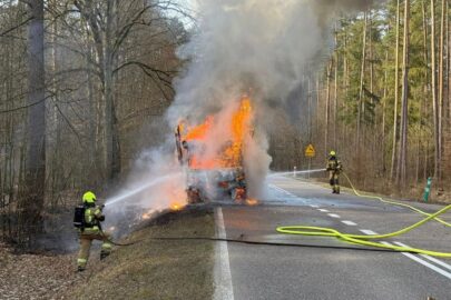 Pożar busa na DW 545. Daily poszło z dymem