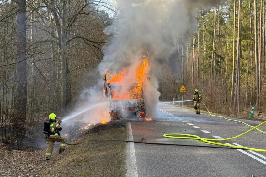 Pożar busa na DW 545. Daily poszło z dymem