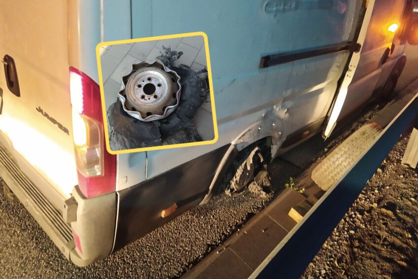 Przeładowany Citroen Jumper i wystrzał opony na S8