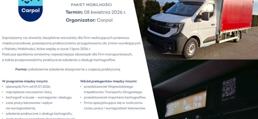 Tacho w busach - Carpol organizuje bezpłatne warsztaty dla przewoźników