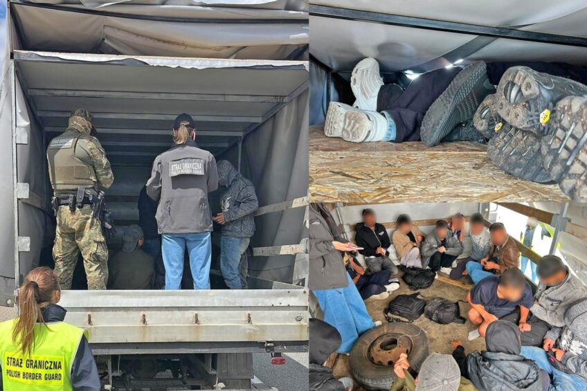 Daily z podwójnym dachem plandeki – w środku 13 migrantów