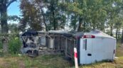 Ducato wygięte jak banan po uderzeniu w drzewo na DK 11