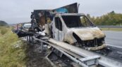 Na A1 spaliło się Renault Master – kierowca stanie przed sądem