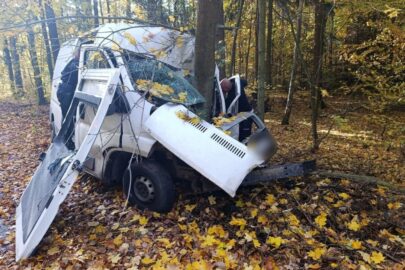 Uciekał przed policją. Kierowca busa zmarł po uderzeniu w drzewo